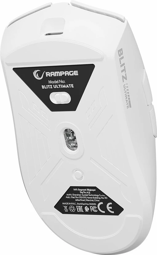 Maus Rampage Blitz Ultimate BLITZ-WHITE 30000 DPI 8000 Hz wireless/USB-C i bardhë set me receiver 8K + kabllo 1.6 m