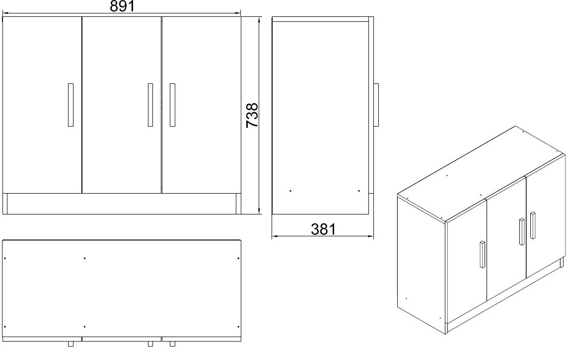 Dollap multifunksional Hanah Home, Vo5-Ob, ngjyrë lis dhe e zezë