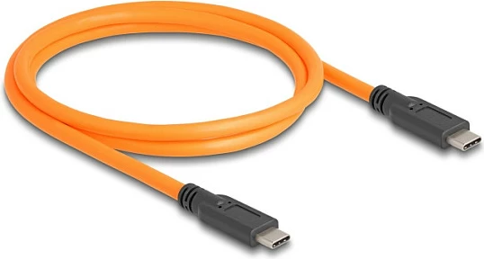 Kabllo USB-C DeLOCK Type-C në Type-C, 1 m, 5 Gbps, PD 100 W, portokalli