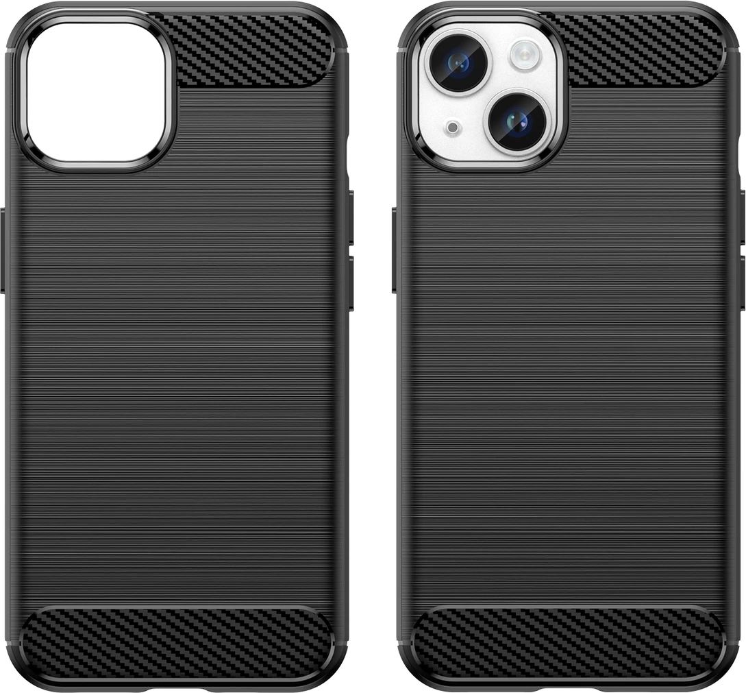 Mbështjellës Hurtel Carbon Case për iPhone 14, TPU, i zi