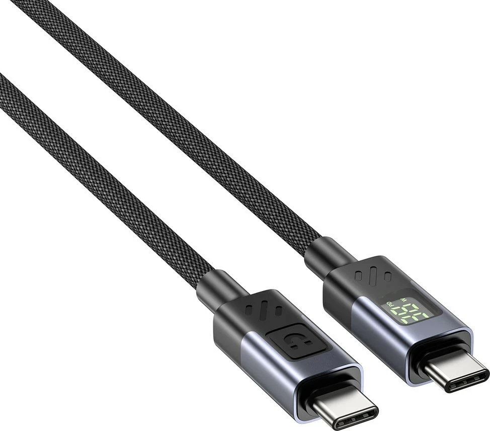 Kabëll USB-C Unitek USB-C/USB-C, 3m, 60W, me ekran, i zi