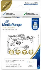 Kasetë shirit etiketash MEDIARANGE, zëvendësim Brother TZe-221/TZ-221, 9mm, e zezë në të bardhë