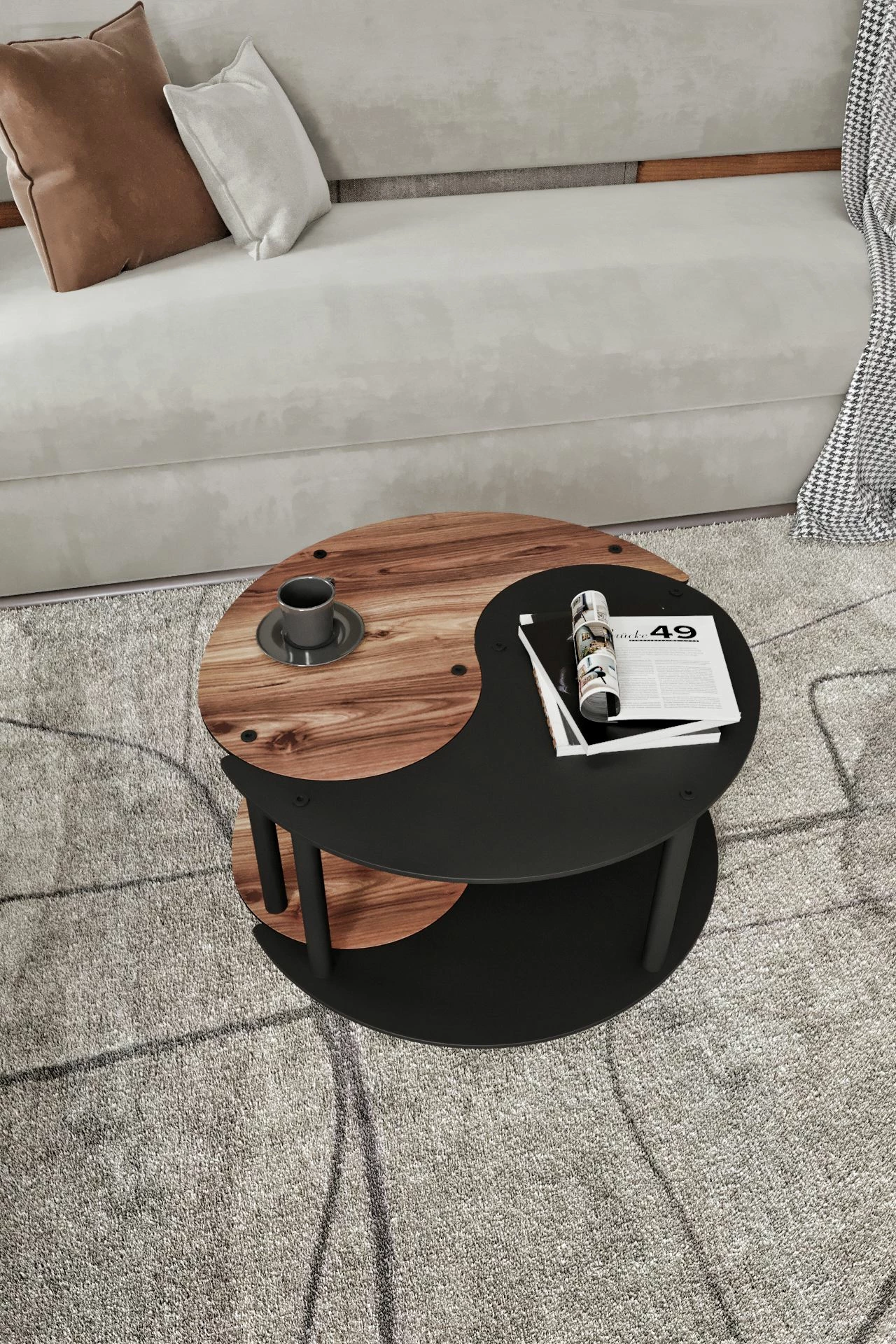 Set tavolinash kafeje Skye Decor, Yi Yang2L, ngjyrë arre, 70cm