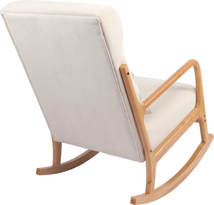 Karrige lëkundëse Edeldy, material krem, këmbë ngjyrë natyrale, 102x66x99cm