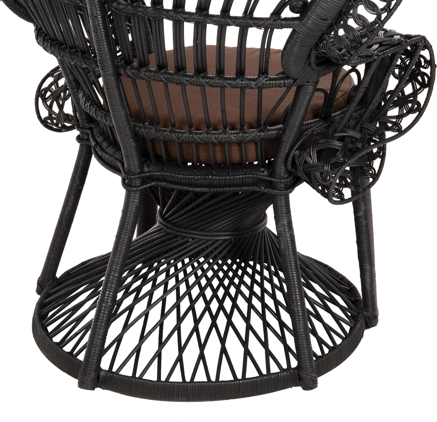 Karrige mbretërore palloi, FH9342.03, rattan, ngjyrë e zezë, jastëk kafe, 114x72x150H cm
