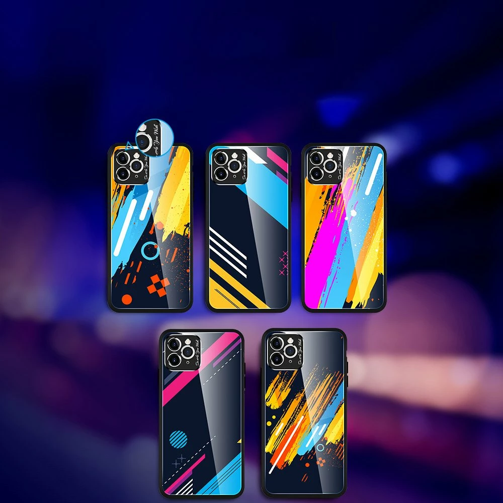 Mbështjellës Hurtel për iPhone 11 Pro Max, xham i temperuar, silikon, model me ngjyra, Black/Blue/Yellow