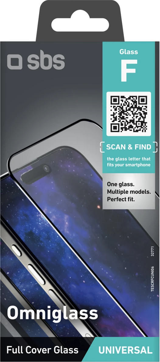 Mbrojtës ekrani qelq i temperuar, SBS, Omniglass F, Full Cover universal, transparent