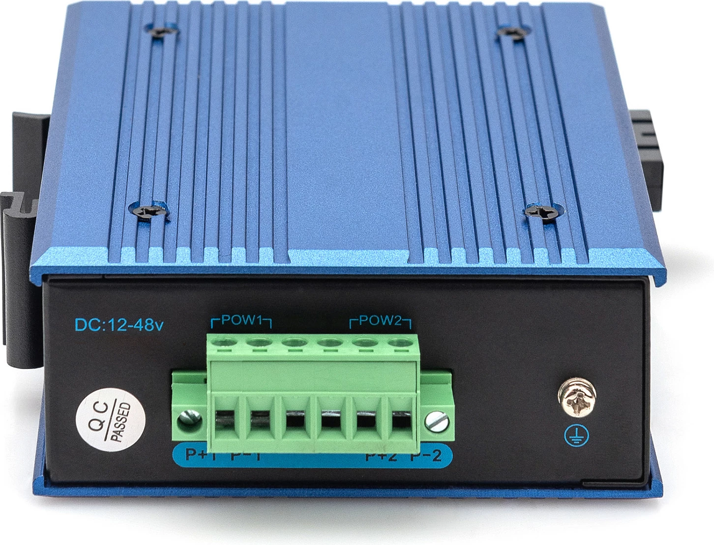 Media konvertues industrial Digitus 10/100/1000Base-TX në 1000Base-FX, Gigabit, DIN rail, 12-48V, blu