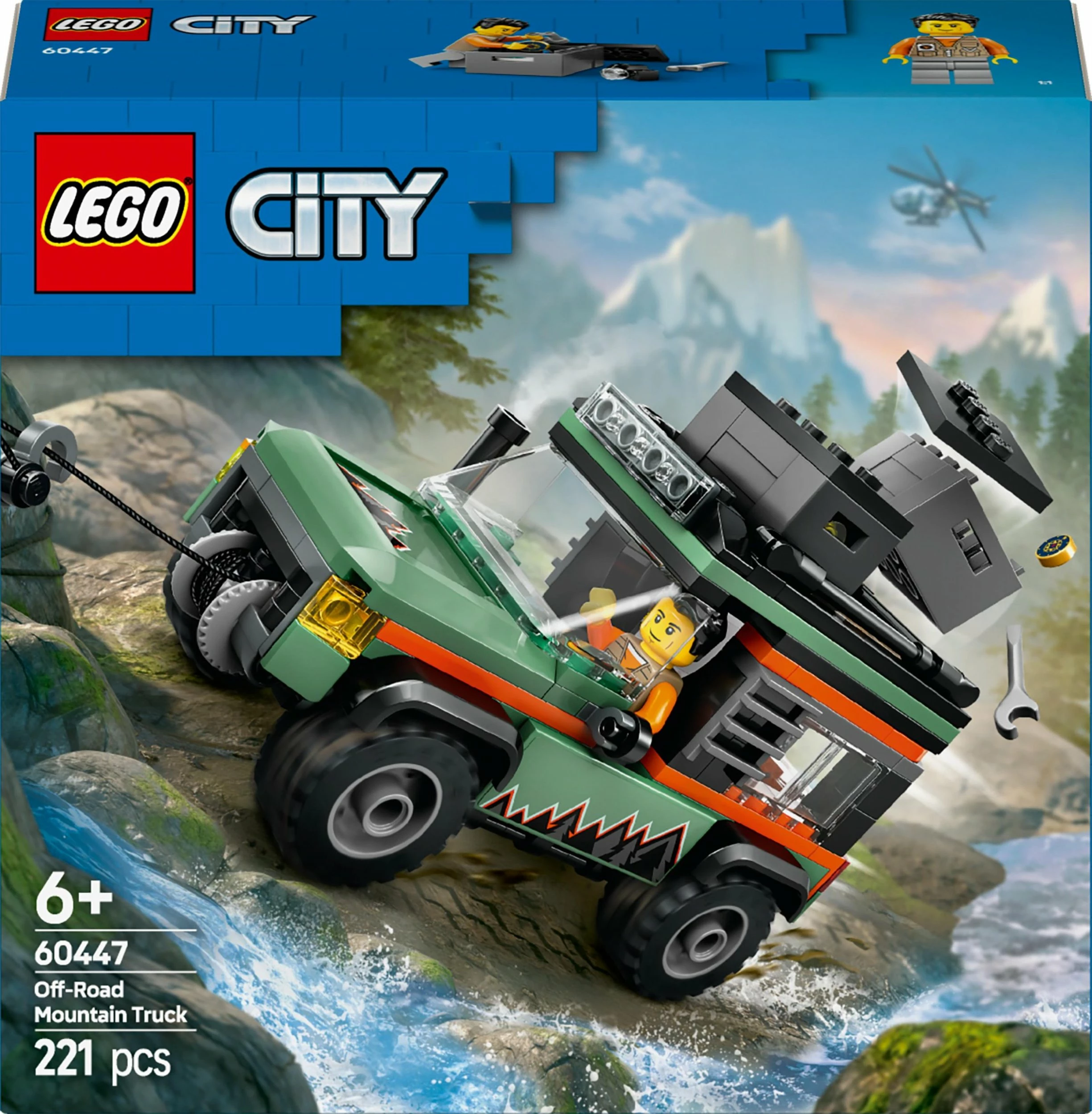 Set LEGO City Mountain Truck Off-Road 4x4 60447, 221 pjesë, për fëmijë 6+, jeshile/zezë