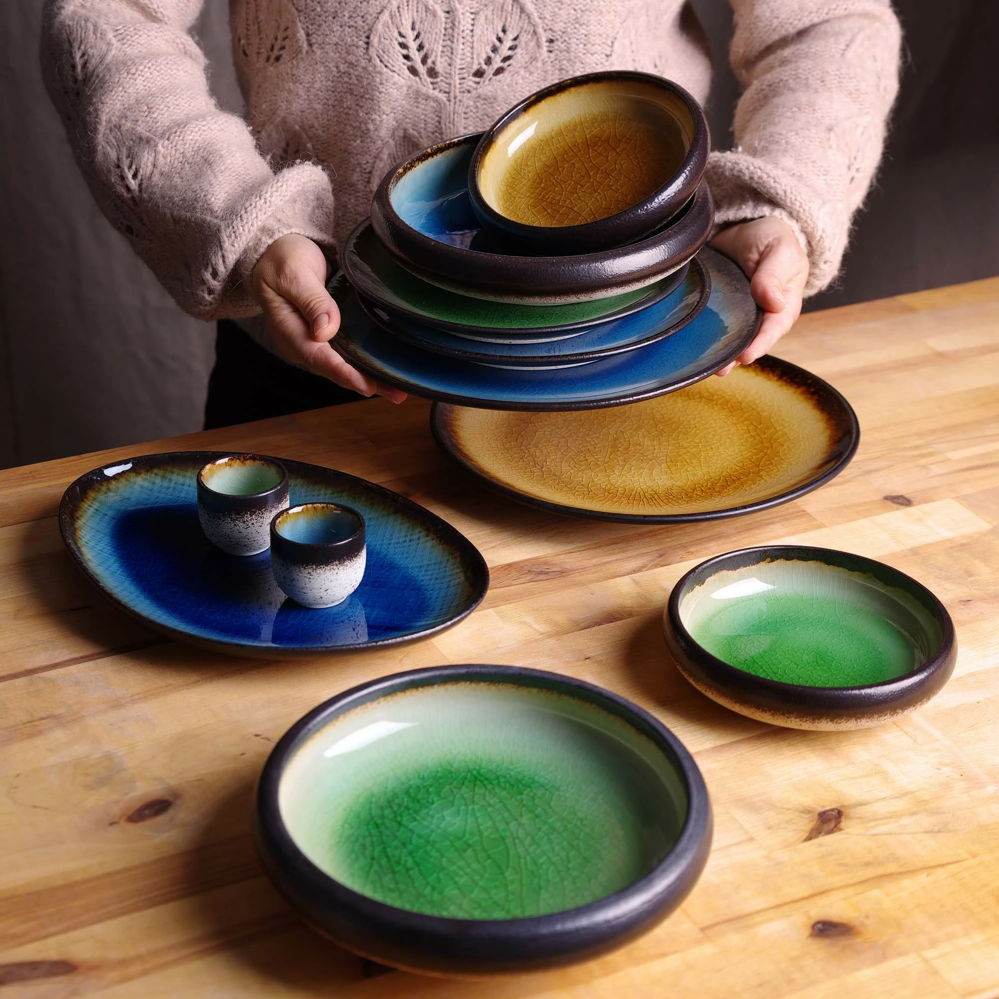 Pjatë e sheshtë Fine Dine Lazur Ø254 mm, blu, set 3 copë