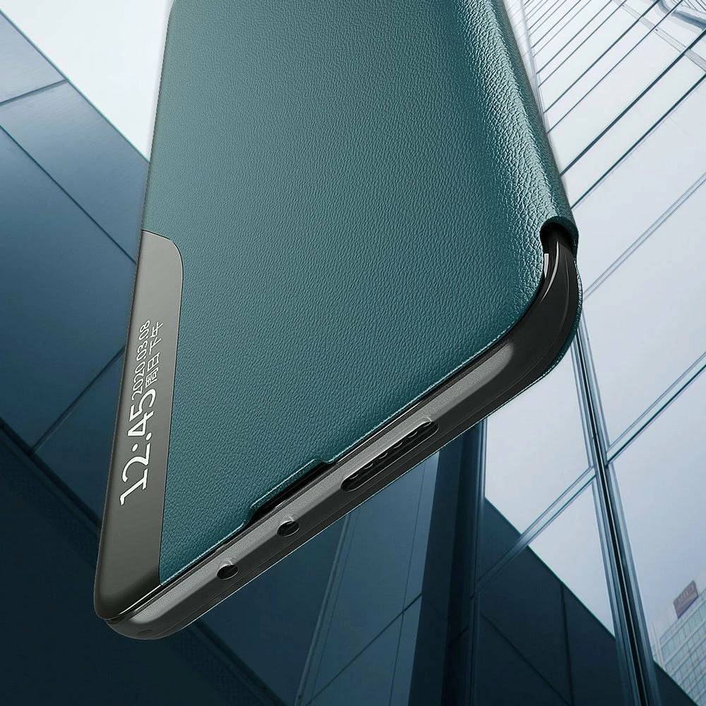 Mbështjellës Hurtel Eco Leather View Case për Samsung Galaxy A72, me kapak dhe qëndrim, portokalli