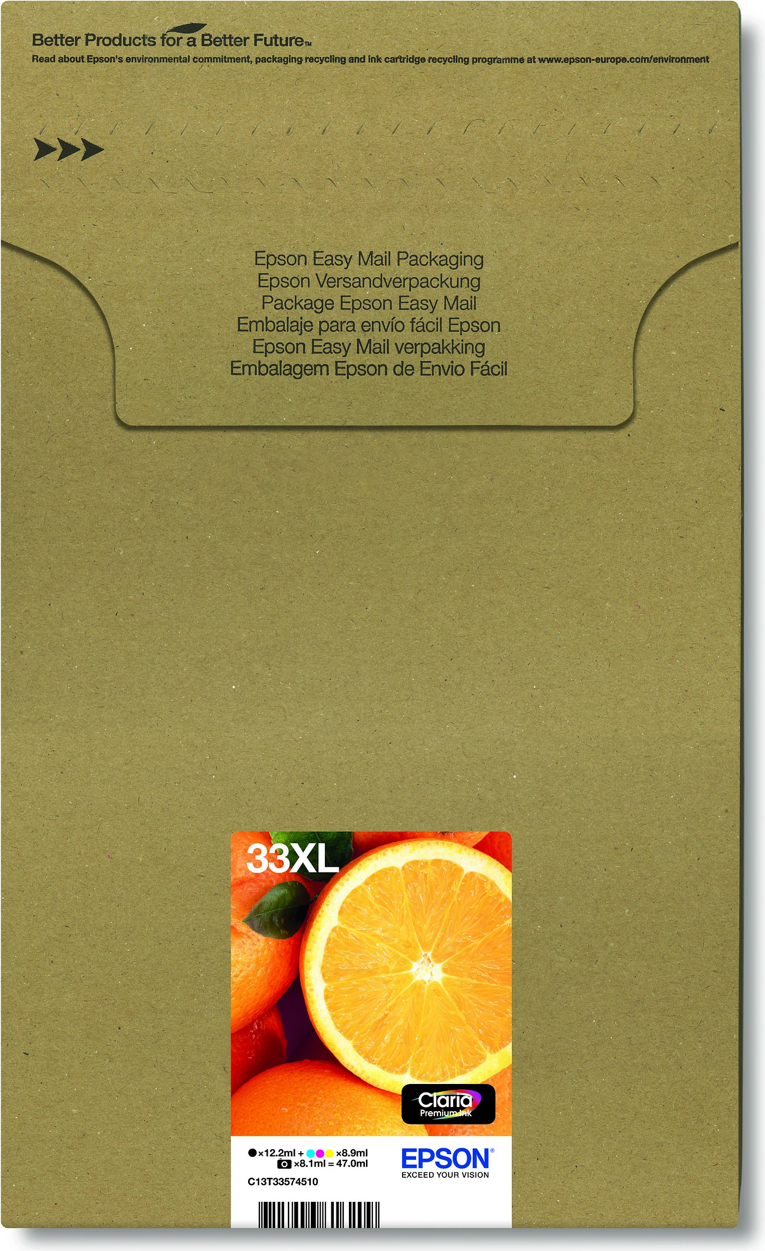 Kartrixha boje Epson 33XL Orange Claria Premium Ink, Multipack 5 copë (C13T33574510)