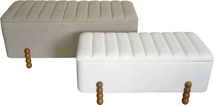 Set dy shtuallkash Daph Inart, material kadife, ngjyrë bezhë dhe e bardhë