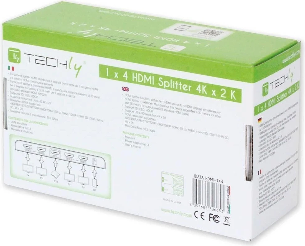 Splitter HDMI TECHly 4 rrugësh 4K*2K IDATA HDMI-4K4
