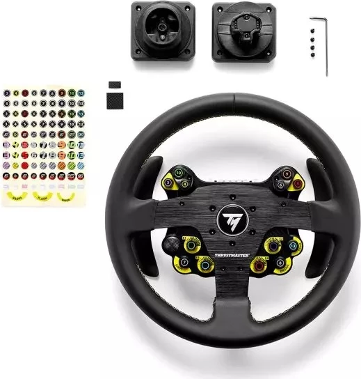 Timon garash Thrustmaster EVO Racing 32R, 32 cm, lëkurë, 25 butona, për PS5/PS4/Xbox/PC, i zi