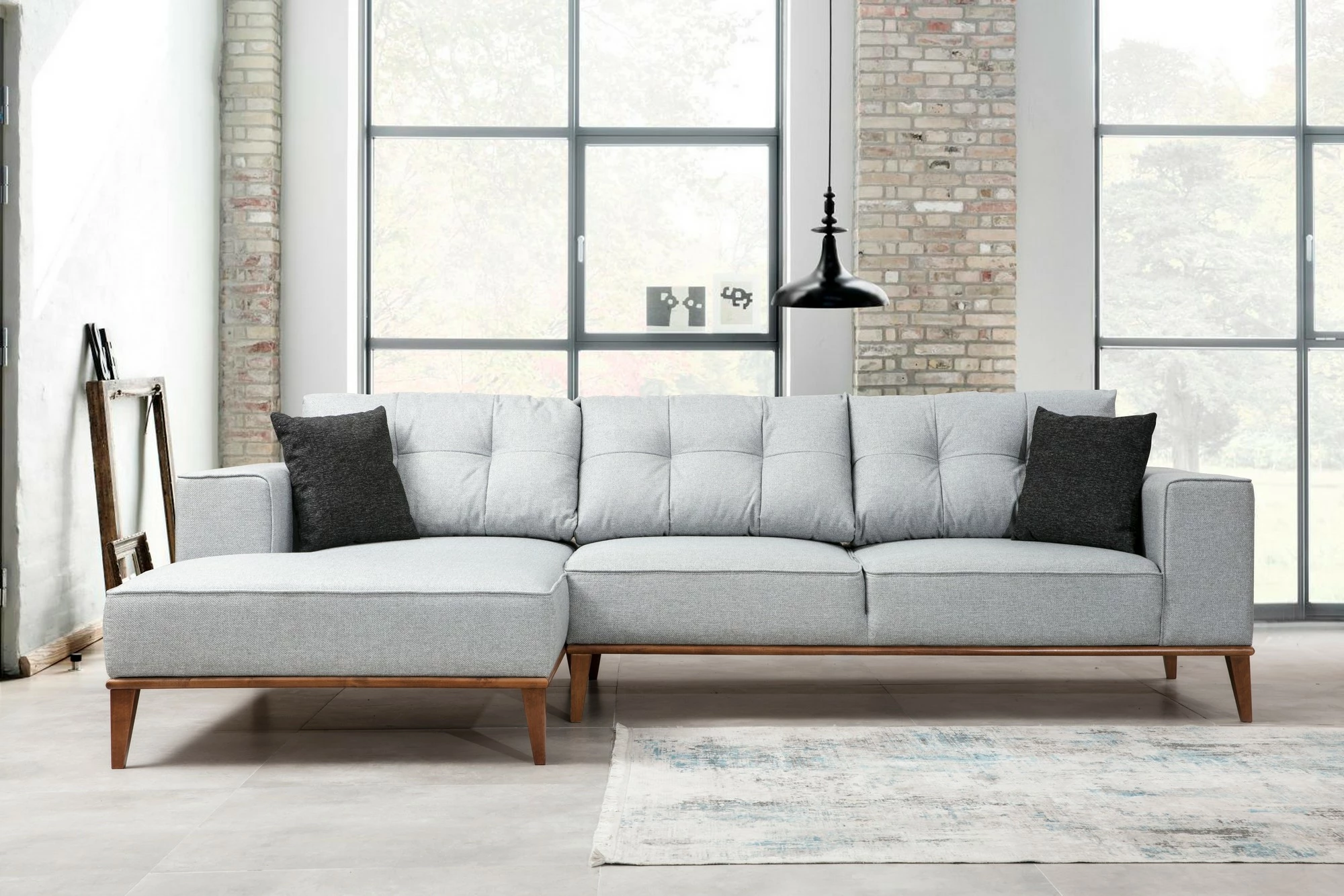 Kënd divan-krevat Atelier del Sofa, Montana kënd majtas (Chl+3R), ngjyrë gri e çelët