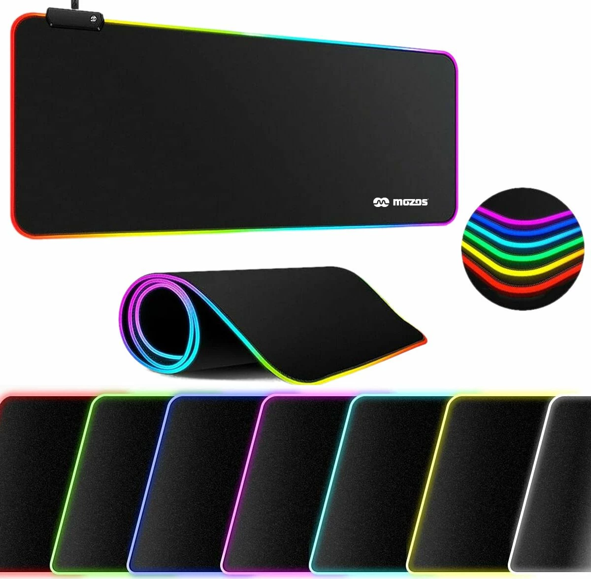 Mauspad Mozos Gaming-MP XXL 90x40cm RGB, e zezë