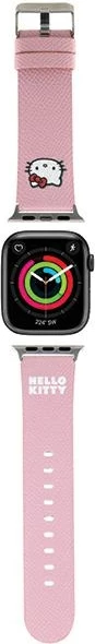 Rrip Apple Watch, Hello Kitty, Kitty Head Hel000049-0, 38/40/41 mm, lëkurë eko + çelik inox, rozë