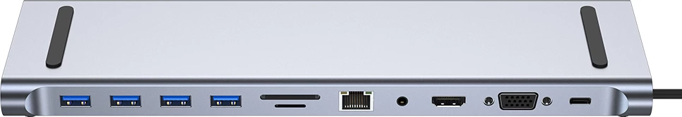 Hub USB-C Moye Core Multiport X11, 4x USB-A, HDMI 4K, RJ45, SD/TF, PD 87W, Argjend