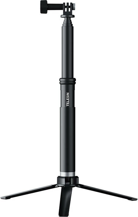 Selfie stick me tripod Telesin GP-MNP-090-S për kamera sportive dhe telefon, i zi