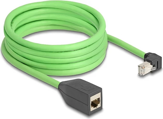 Kabllo rrjeti DeLOCK 80888 Cat6a, 5 m, RJ-45 (mashkull 90° në femër), S/FTP, zi/jeshile