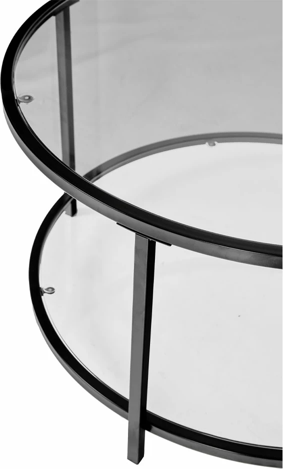 Tavolinë kafeje Moon, xham transparent i zi, 80x80x42cm