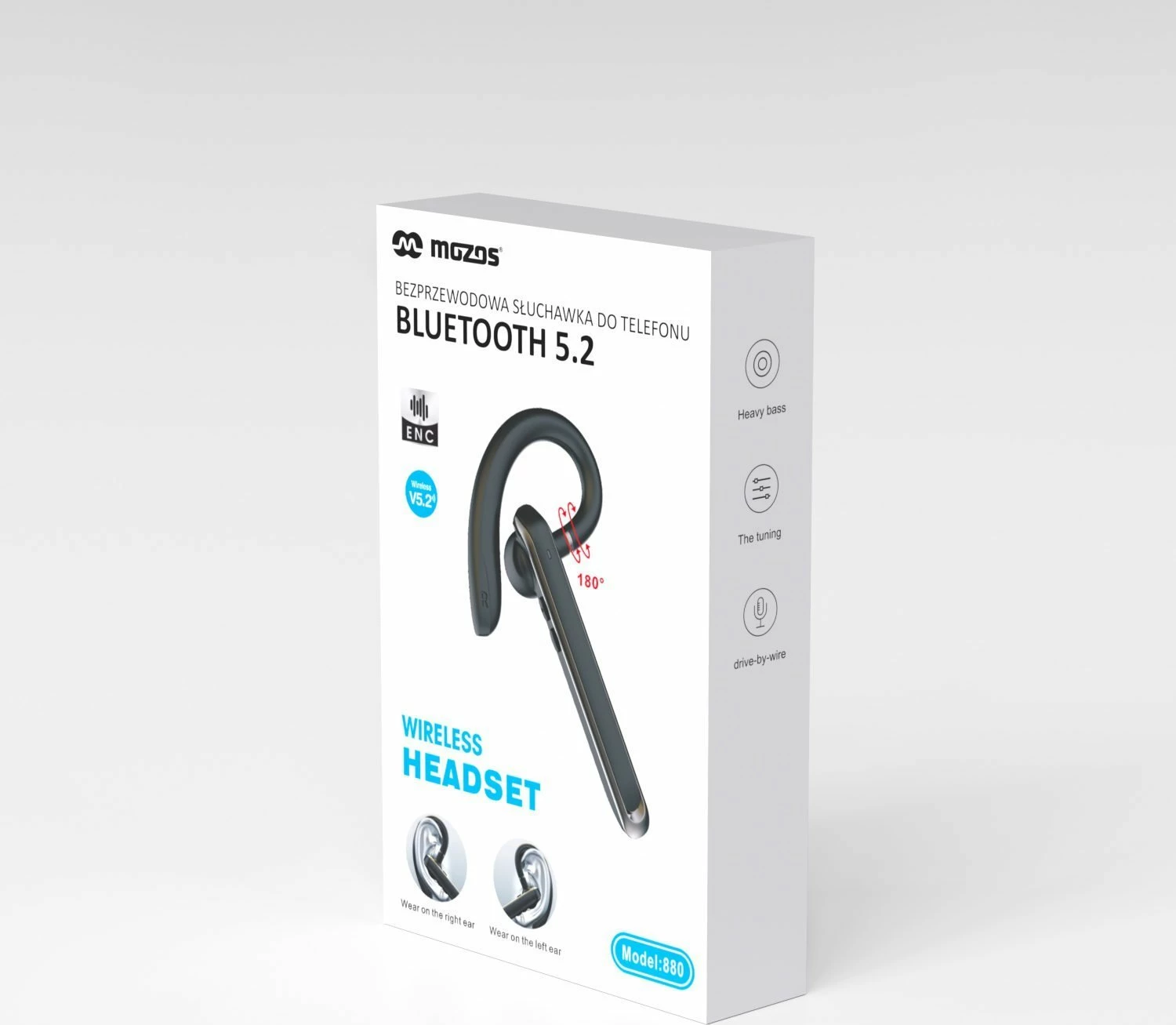 Kufje Mozos 880 Bluetooth 5.2, mikrofon, ENC/ANC, 10h, USB-C, zeza, 1 copë