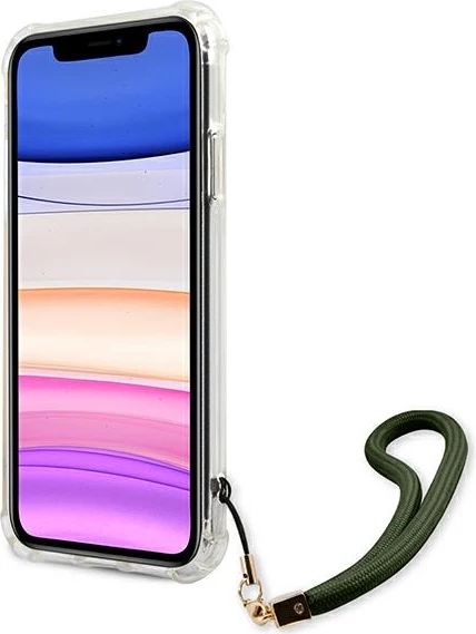 Mbështjellës Guess GUHCN61KSARKA për iPhone 11/XR, Camo, Jeshil