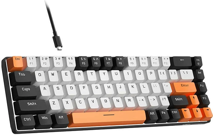 Kasë tastierë MageGee MK-BOX, mekanike, 68 taste, Red Switch, me kabllo, zi-bardhë-portokalli