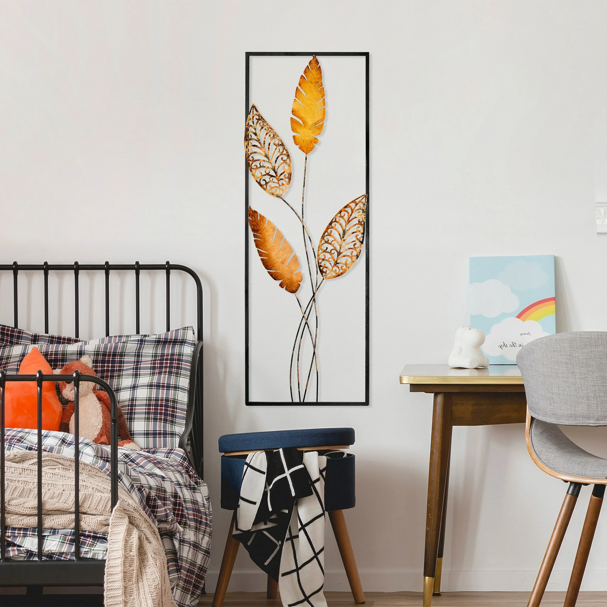 Aksesor dekorativ metalik për mur, Wallity, Timeyi 2, shumëngjyrësh, 32x90cm