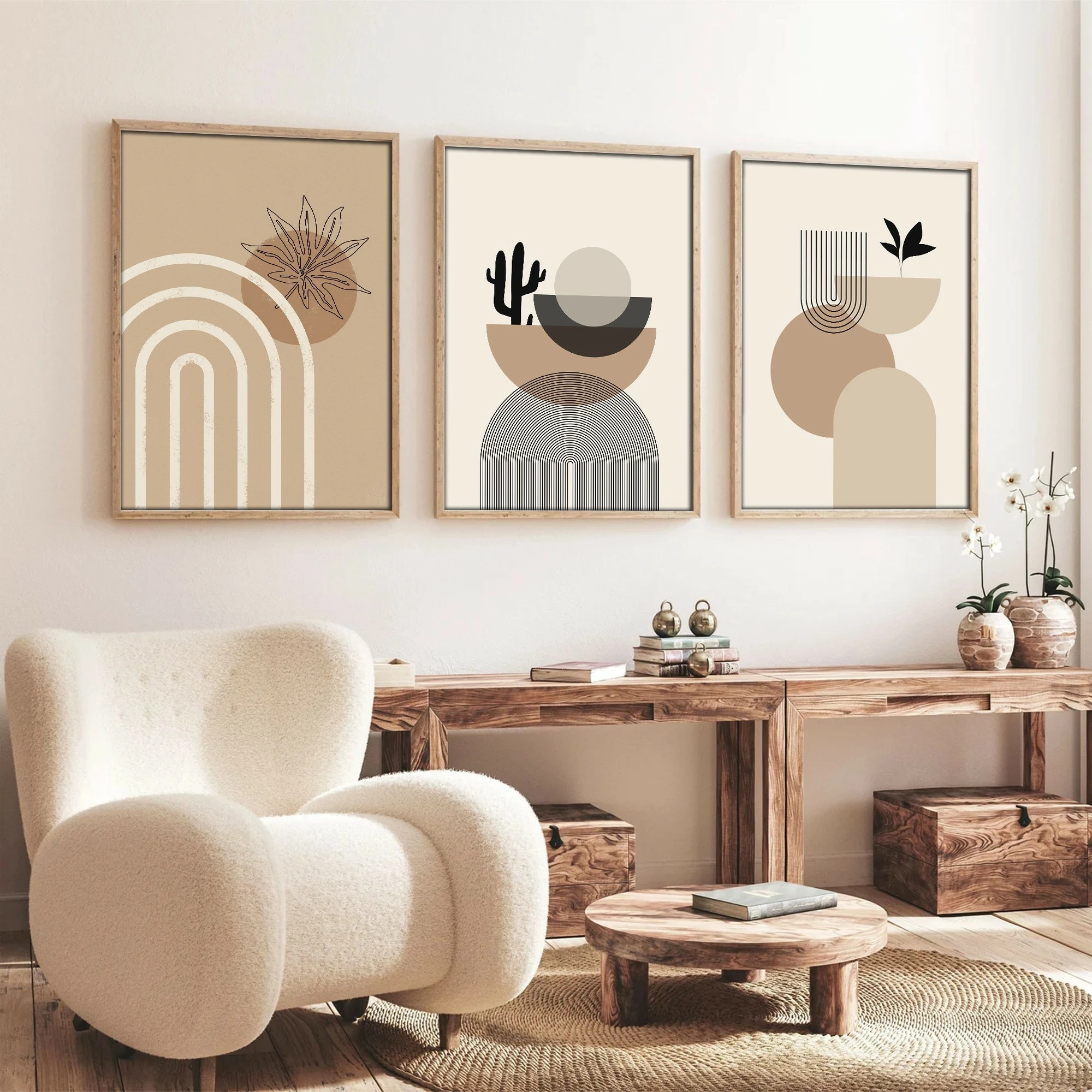 Pikturë dekorative me kornizë MDF (3 copë), Wallity, Huhu264, 50x35
