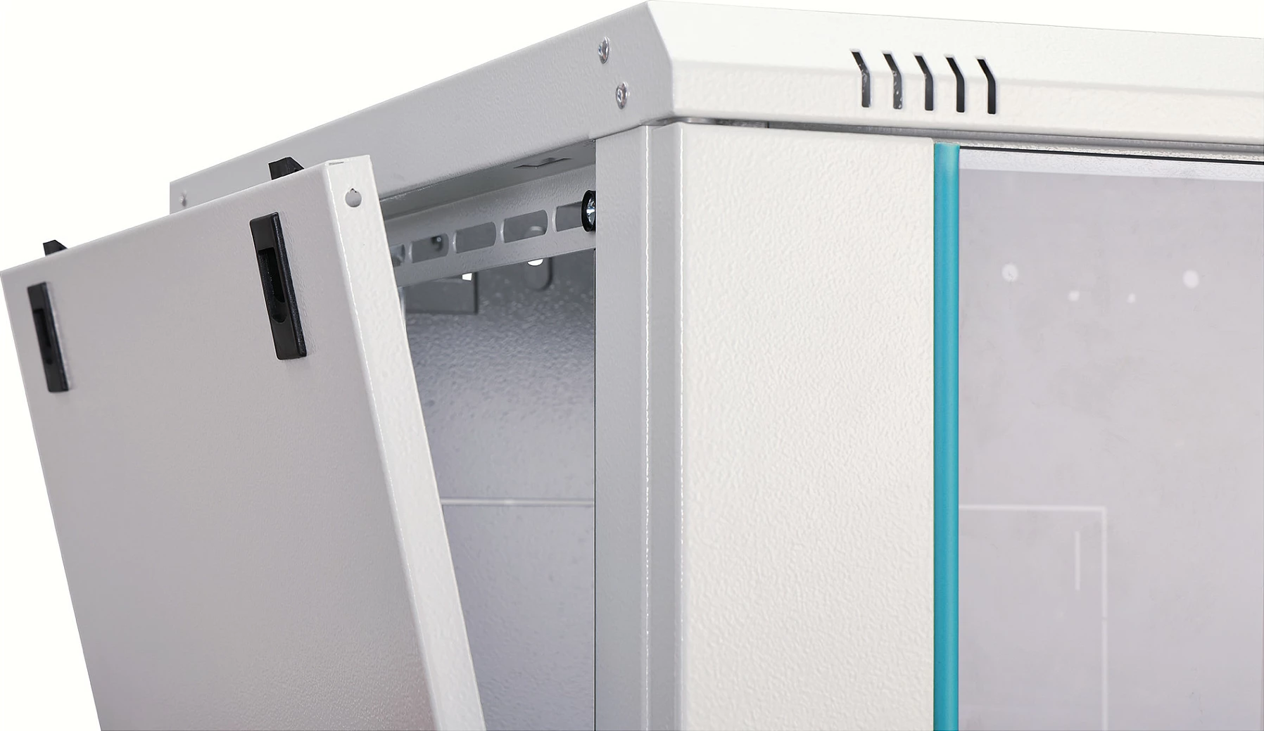 Kabinet rrjeti për mur Digitus Dynamic-N, 9U, 600x600mm, IP20, derë xhami me kyç, gri e hapur