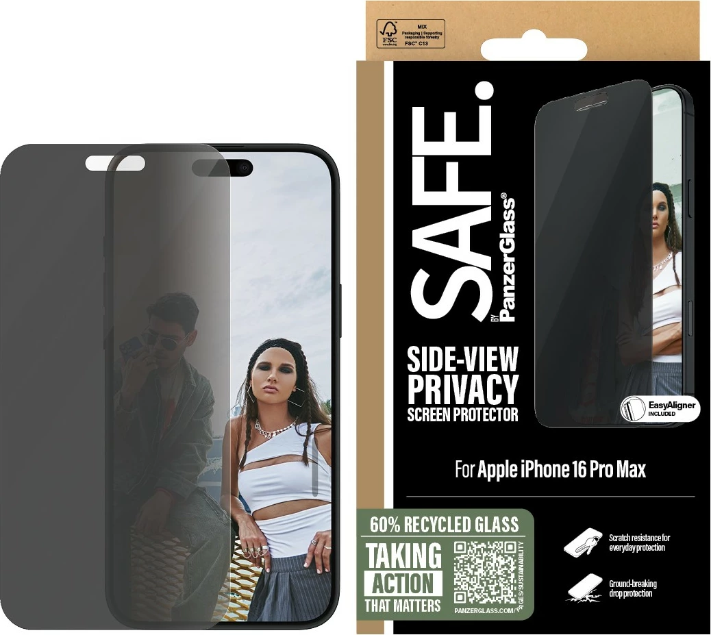 Mbrojtës ekrani privatësie PanzerGlass për iPhone 16 Pro Max, transparent