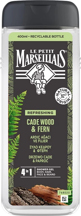 Xhel për dush për meshkuj Le Petit Marseillais Nature For Men 4-in-1 Cedar & Fern 400ml