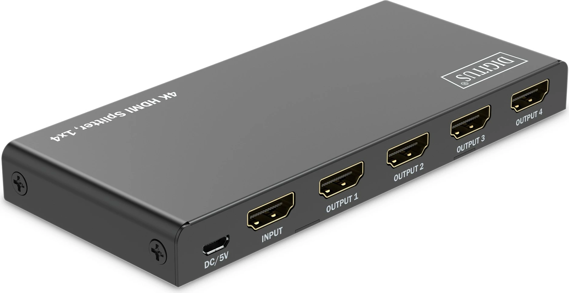 Splitter HDMI Digitus 4K, 1x4, HDMI, 4x HDMI, Micro USB, 3840 x 2160 pixels, i zi, metal