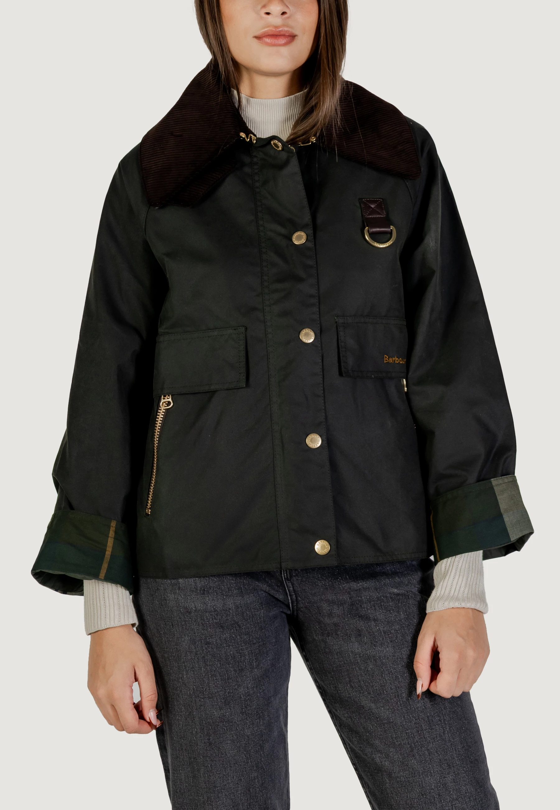 Jakne për femra Barbour Catton Wax LWX1333, e gjelbër [Madhësia: 8]