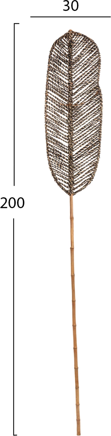 Gjethe dekorative, FH7823.02, bambu dhe bar deti, ngjyrë e zezë dhe natyrale, 30x200x3H cm