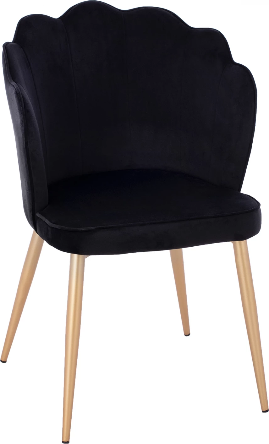 Karrige FH8737.04 kadife e zezë me kornizë metalike të artë 48x48x85 cm., set prej 2 copë