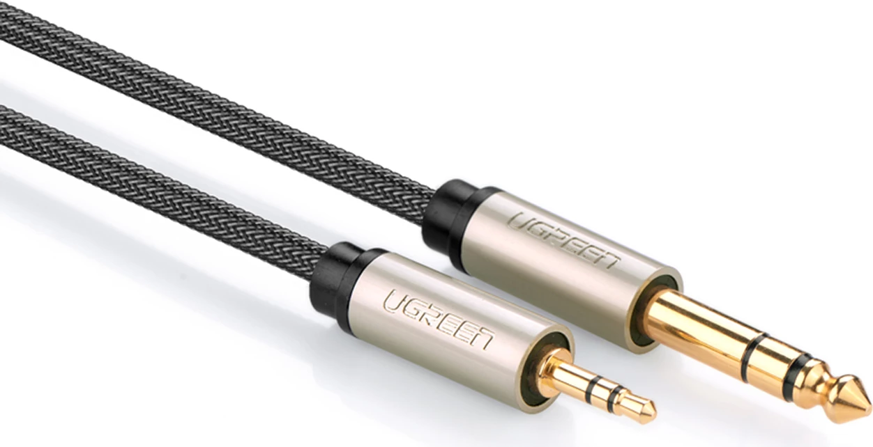 Kabllo audio Ugreen AV127 10625, mini jack 3.5mm në jack 6.35mm, 1m, Gri