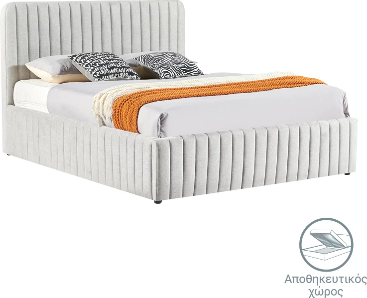 Krevat dopio Zilin, stof gri-bezhë, me hapësirë për depo, 160x200cm