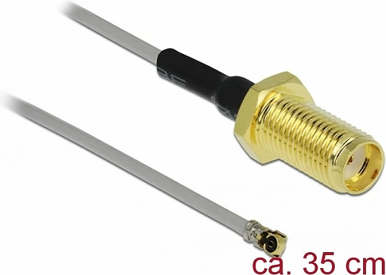 Kabllo antene DeLOCK 90403, SMA në MHF, 0.35 m, 50 Ω, e zezë/ari/gri