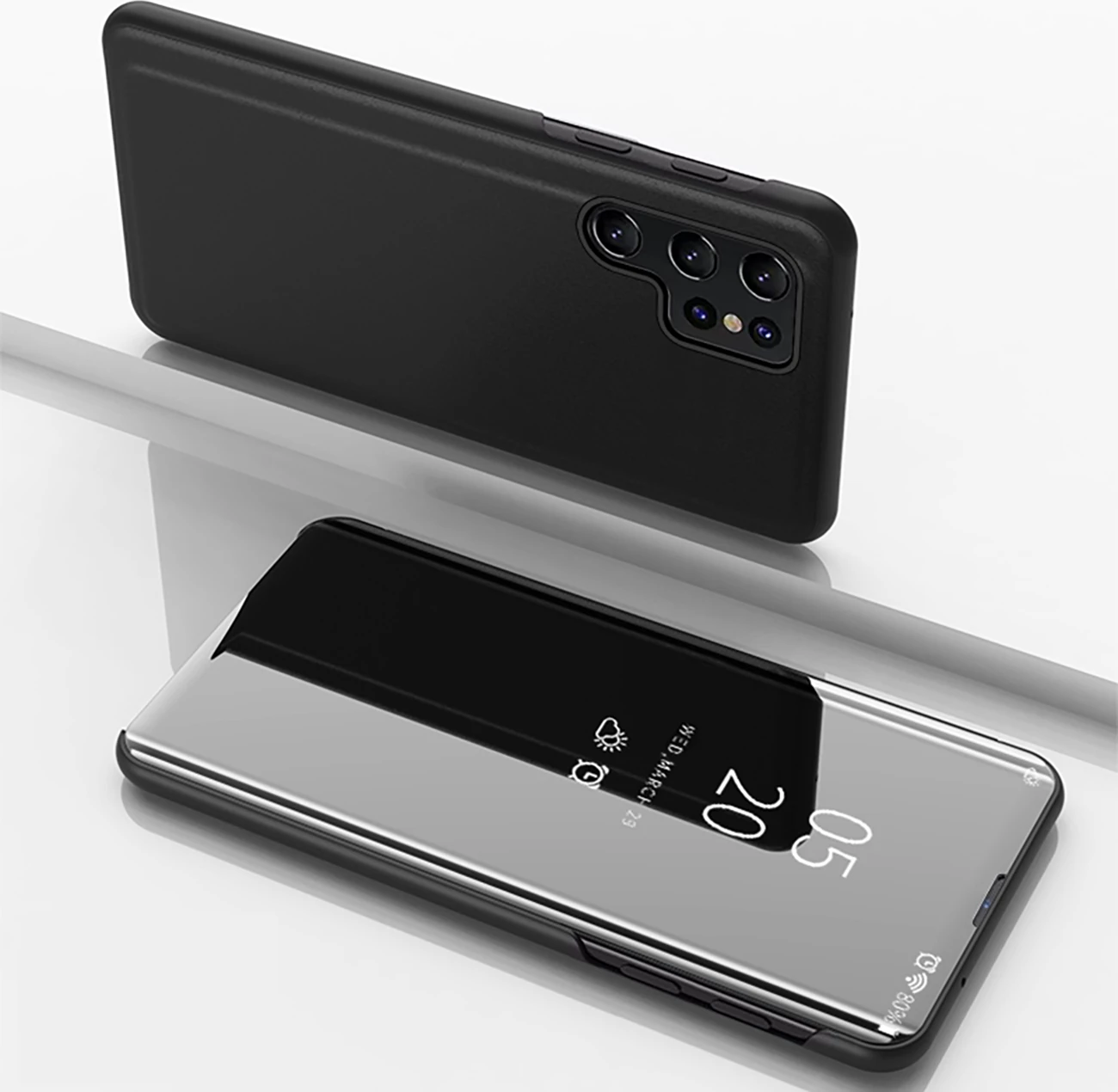 Mbështjellës Hurtel Clear View Case për Samsung Galaxy A56, e zezë