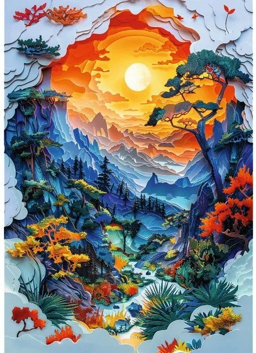 Puzzle Trefl Valley 40045, edicion 40 vjetori, efekt 3D, 1000 copë, 68.3 x 48 cm