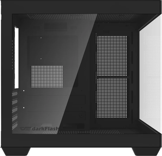 Kasë Darkflash C275P mini tower M-ATX/ITX, pamje 270° xham i temperuar, pa ventilatorë, e zezë