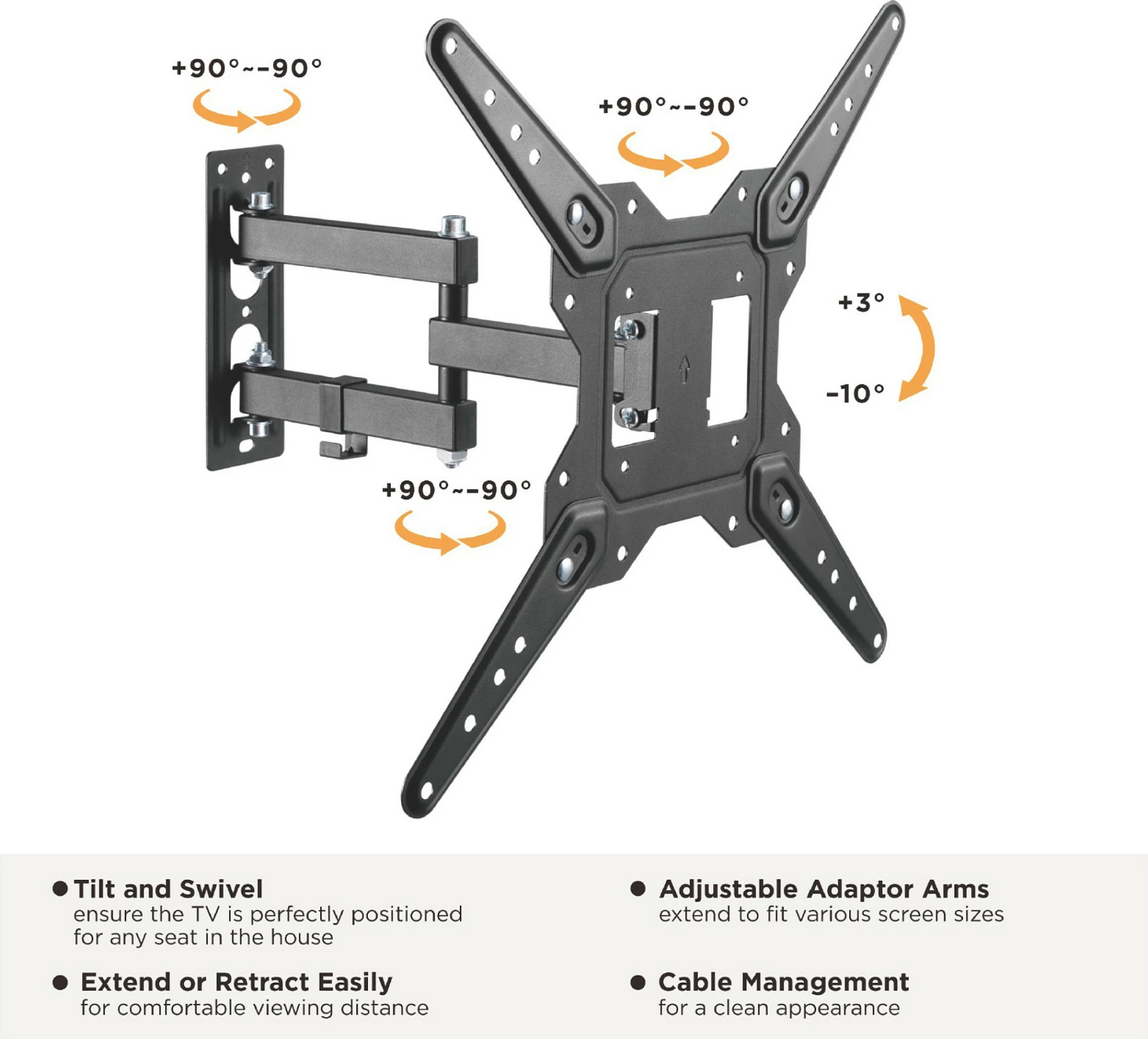 Mbajtëse muri për TV/monitor EQUIP, 23"-55", VESA 100x100-400x400, 30 kg, e zezë
