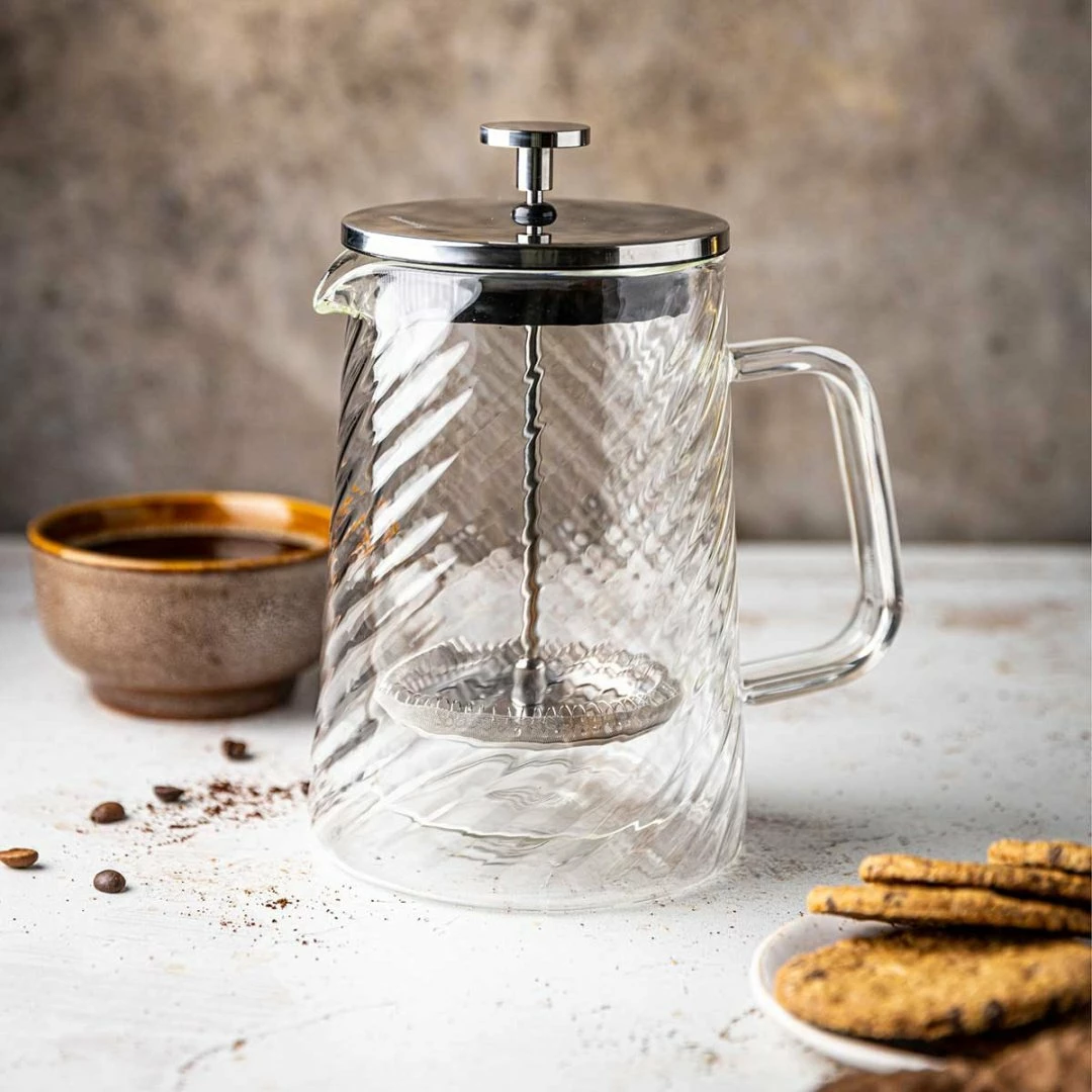 French press Klausberg KB-7763 600ml me mur të dyfishtë xham borosilikat filtër inox, kapak rose gold