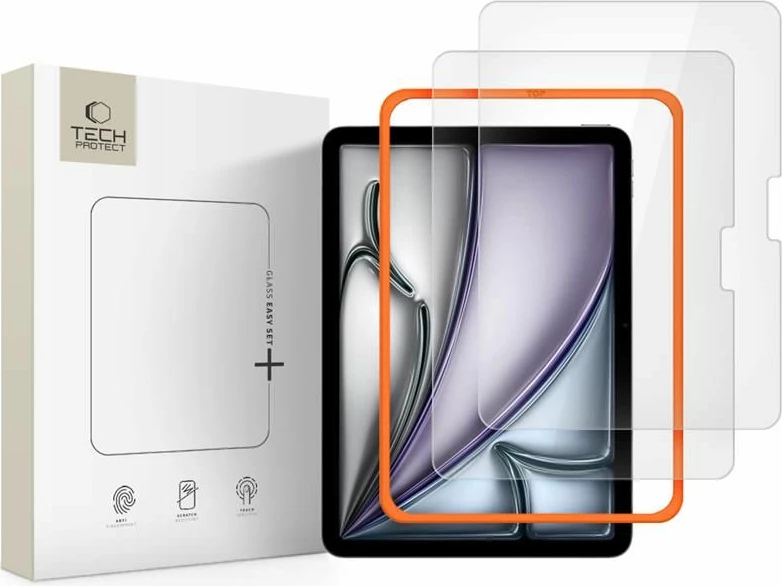 Xham i kalitur mbrojtës ekrani Tech-Protect Easy Set+ për iPad Air 11" (2024/2025/2026), 0.3mm 9H, paketë 2 copë, transparent