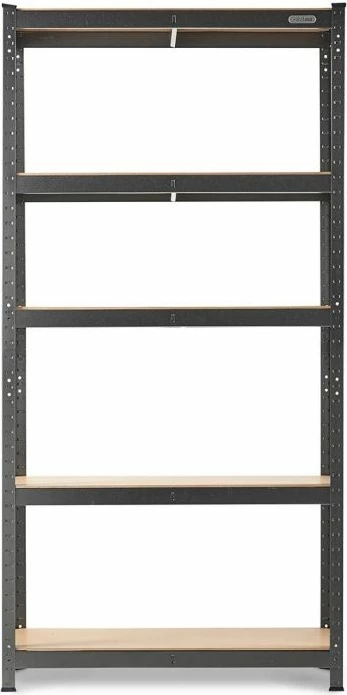 Raft metalik, VonHaus, HAMMERITE, 5 nivele, 90x40x180 cm, 875 kg, gri