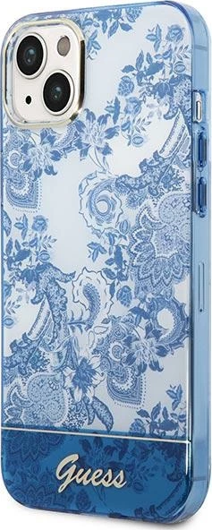 Mbështjellës Guess Porcelain Collection për iPhone 14 Plus 6.7", Kaltër