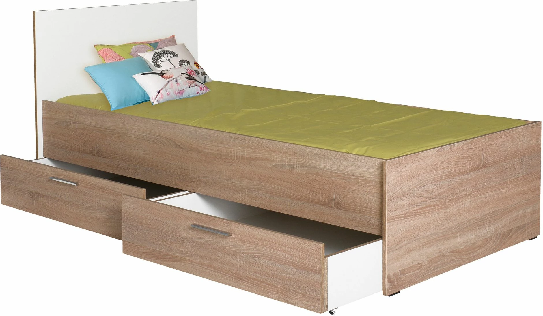 Krevat teke me sirtarë, ngjyrë sonomo dhe e bardhë, Hanah Home, Kry-792-Sd-2